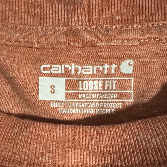 Carhartt Loose Fit Heavyweight Pocket T Shirt Men’s Size Small Orange Heather - Picture 7 of 9